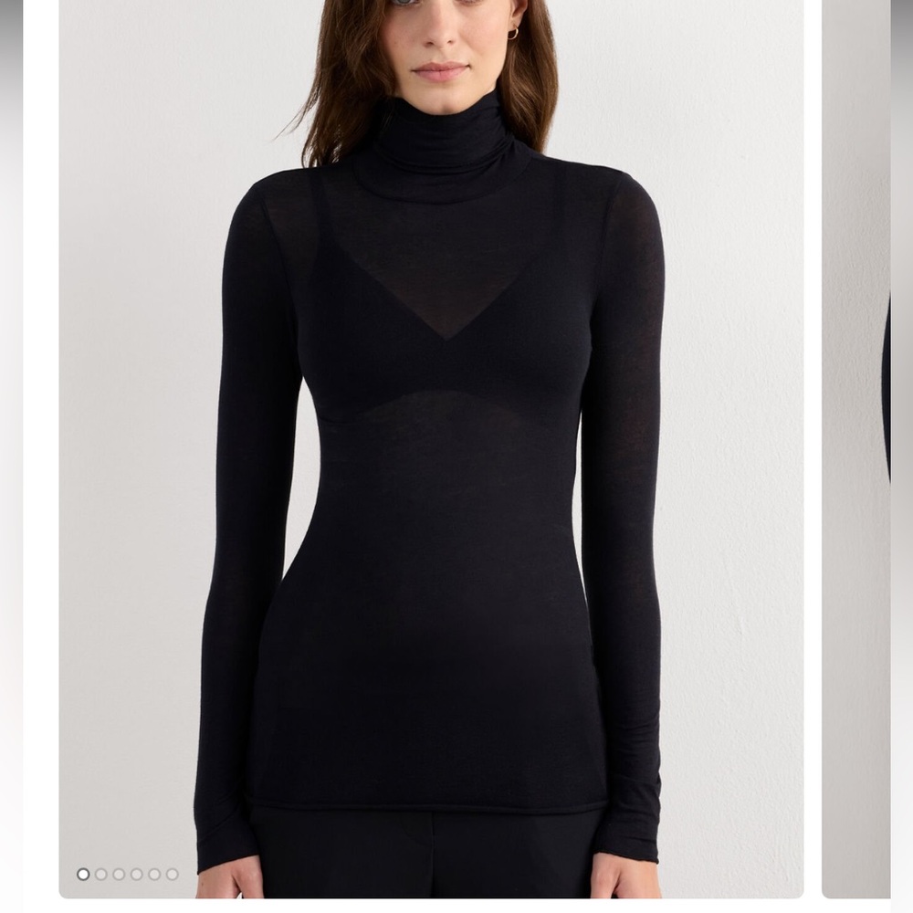 Intimissimi Modal Cashmere Ultralight High-Neck Turtleneck Top Black